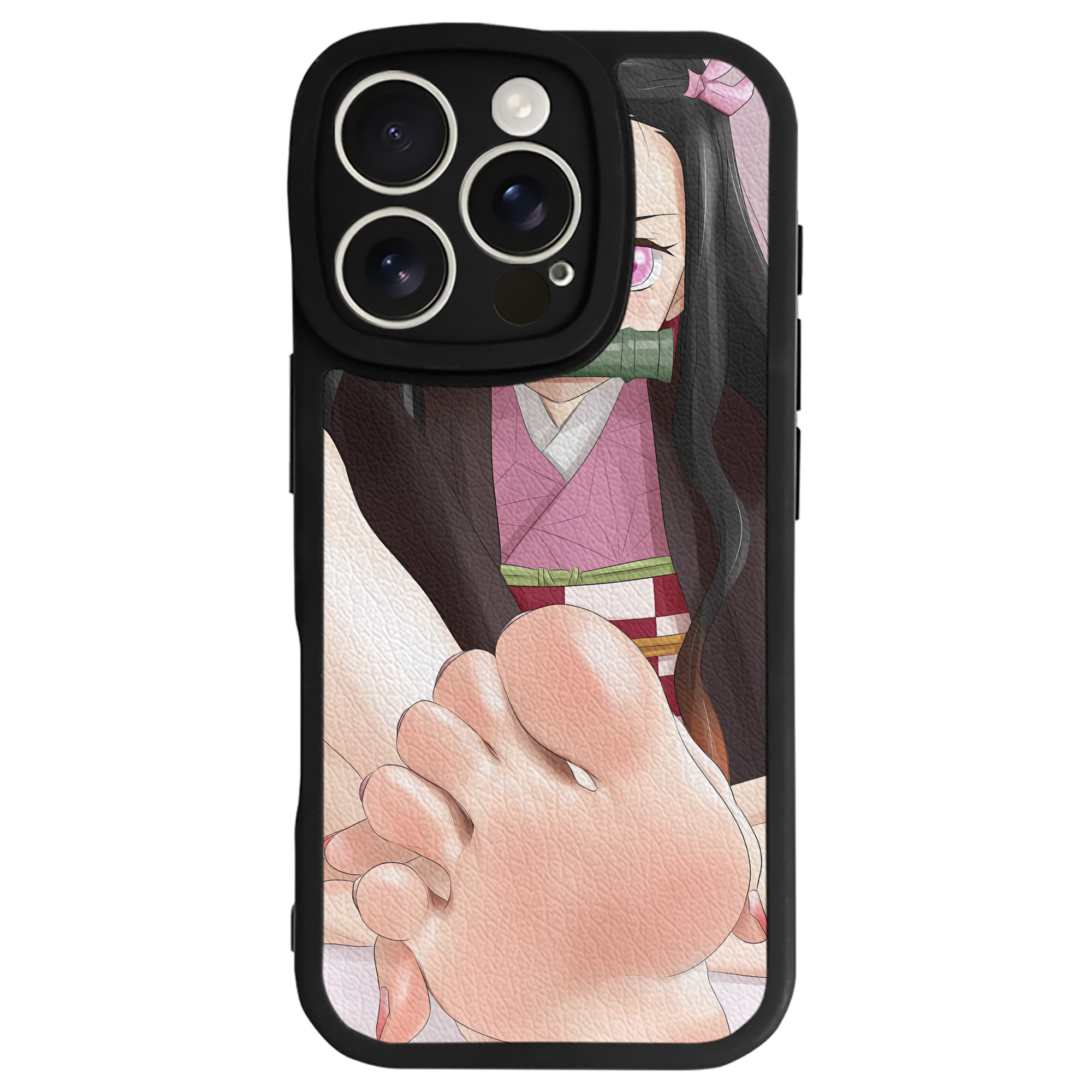 （画像用） 鬼滅の刃（きめつのやいば）竈門 禰󠄀豆子／かまど ねずこ Kamado Nezuko 【iPhone 16シリーズ対応】シリコンスマホケース（レザー調） 材質：シリコン